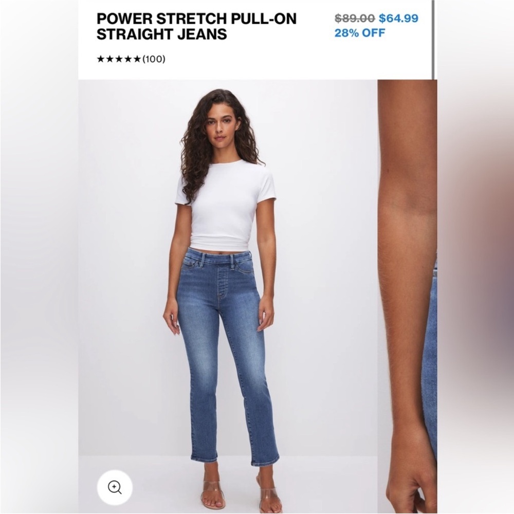 Good American Power Stretch Pull On
Straight Jeans GLS478T - M